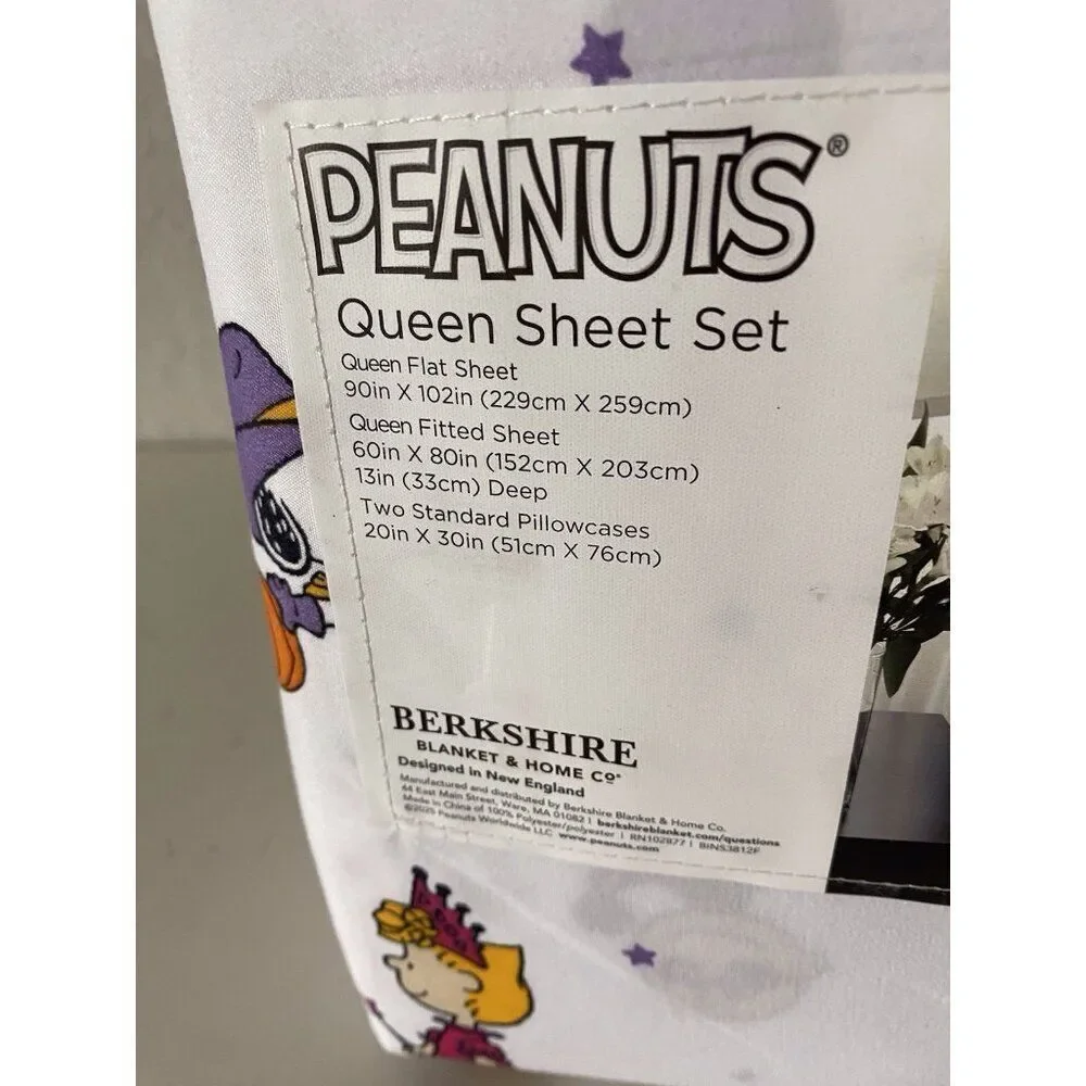 Peanuts Snoopy Charlie Brown Halloween Costumes QUEEN‎ Size Sheet Set NEW